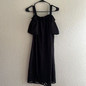 Black linen midi dress